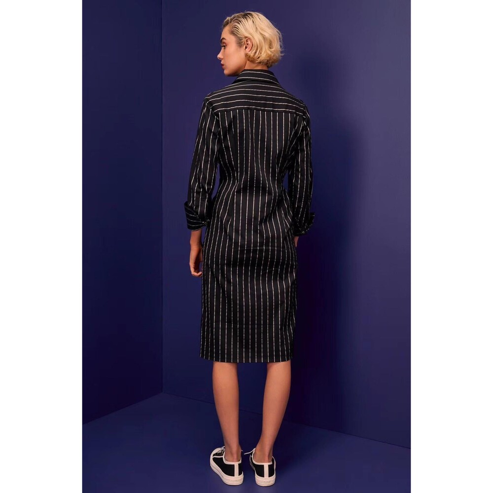 NWT C/MEO Collective Black Striped Petite Shirt Dress – Size XXS - Picture 3 of 5
